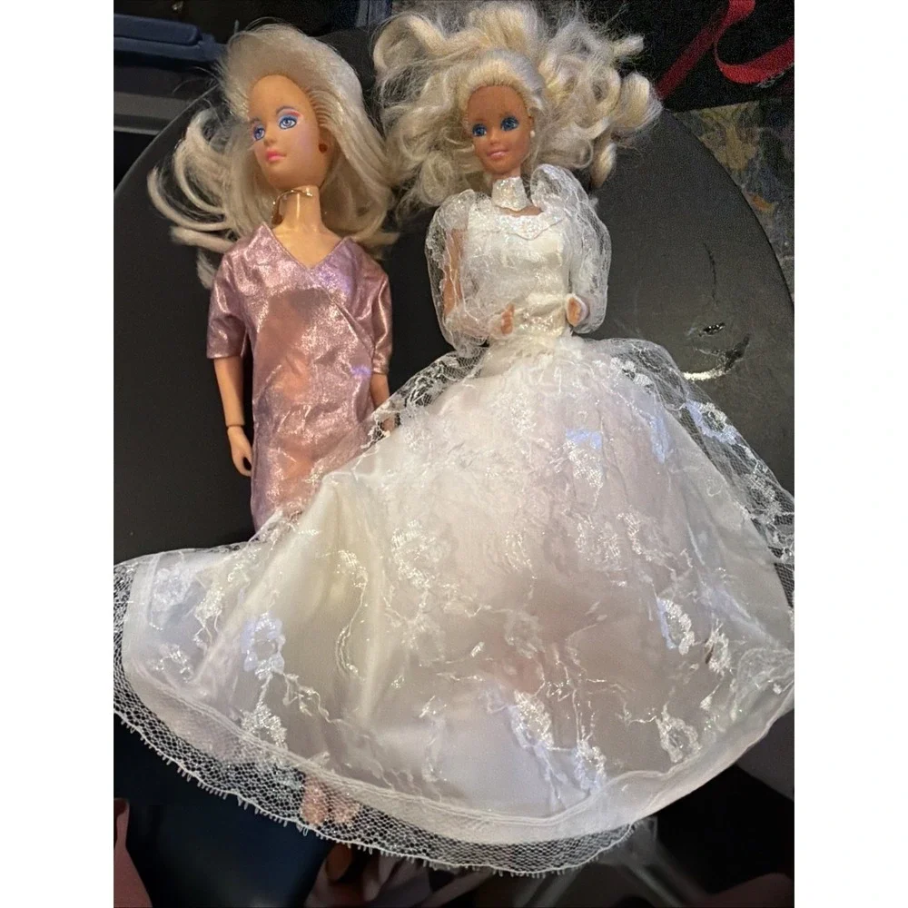 Vintage 1980s Doll Lot 1985 Hasbro Jem Jerrica & 1989 Wedding Fantasy Barbie